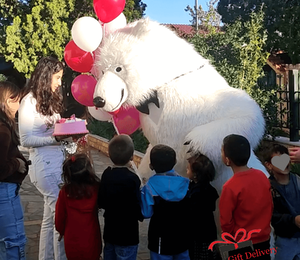 Πάρτυ γενεθλίων. Gift Delivery  Λευκή Πολική Αρκούδα για γενέθλια. Ιδέες για δώρα. Ξεχωριστό δώρο για  Γενέθλια. Δώρο για πάρτυ γενεθλίων. Μοναδικά δώρα γενεθλίων . Έκπληξη για τα γενέθλια.